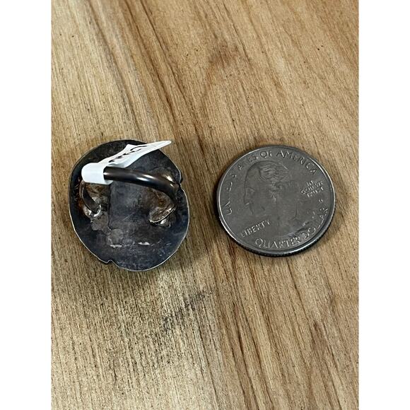 Vintage Blue Turquoise Leaf Ring, Sterling Silver Native American Ring Sz 5.5 - Picture 10 of 10